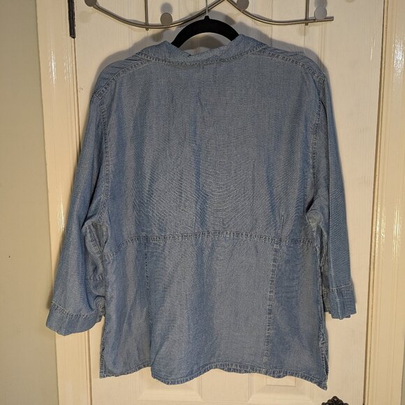 Tru Sports Women's Blouse Sz. 46 Blue Chambray - Picture 2 of 15